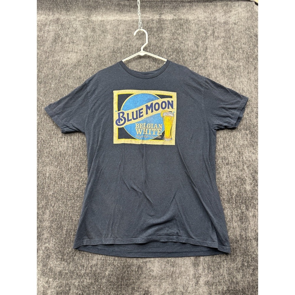 Blue Moon T Shirt Mens XL Gray Cotton Belgian White Beer Style Wheat Ale Graphic